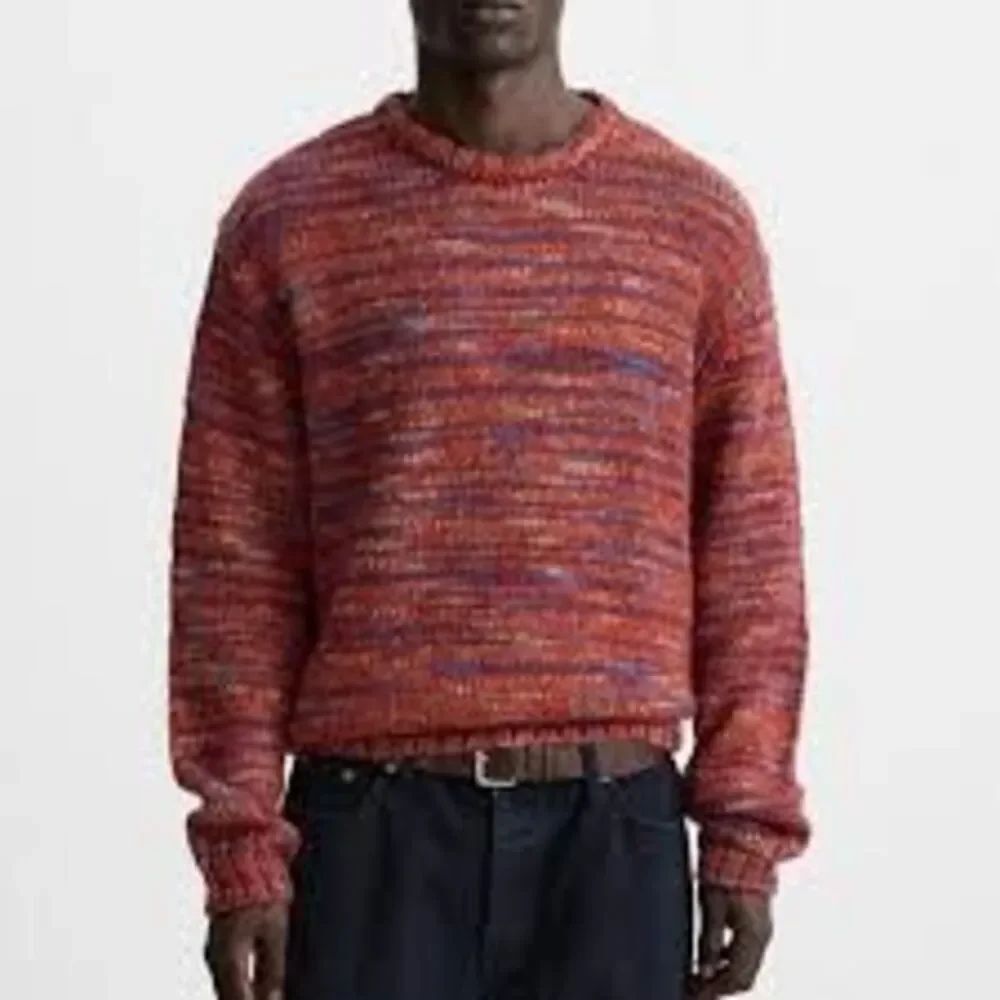 Zara Oversized Chunky Knit Pullover – Red Multi (Marled) – Size M